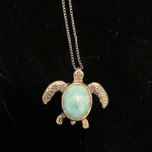 OC Silver And Turquoise Turtle Pendant